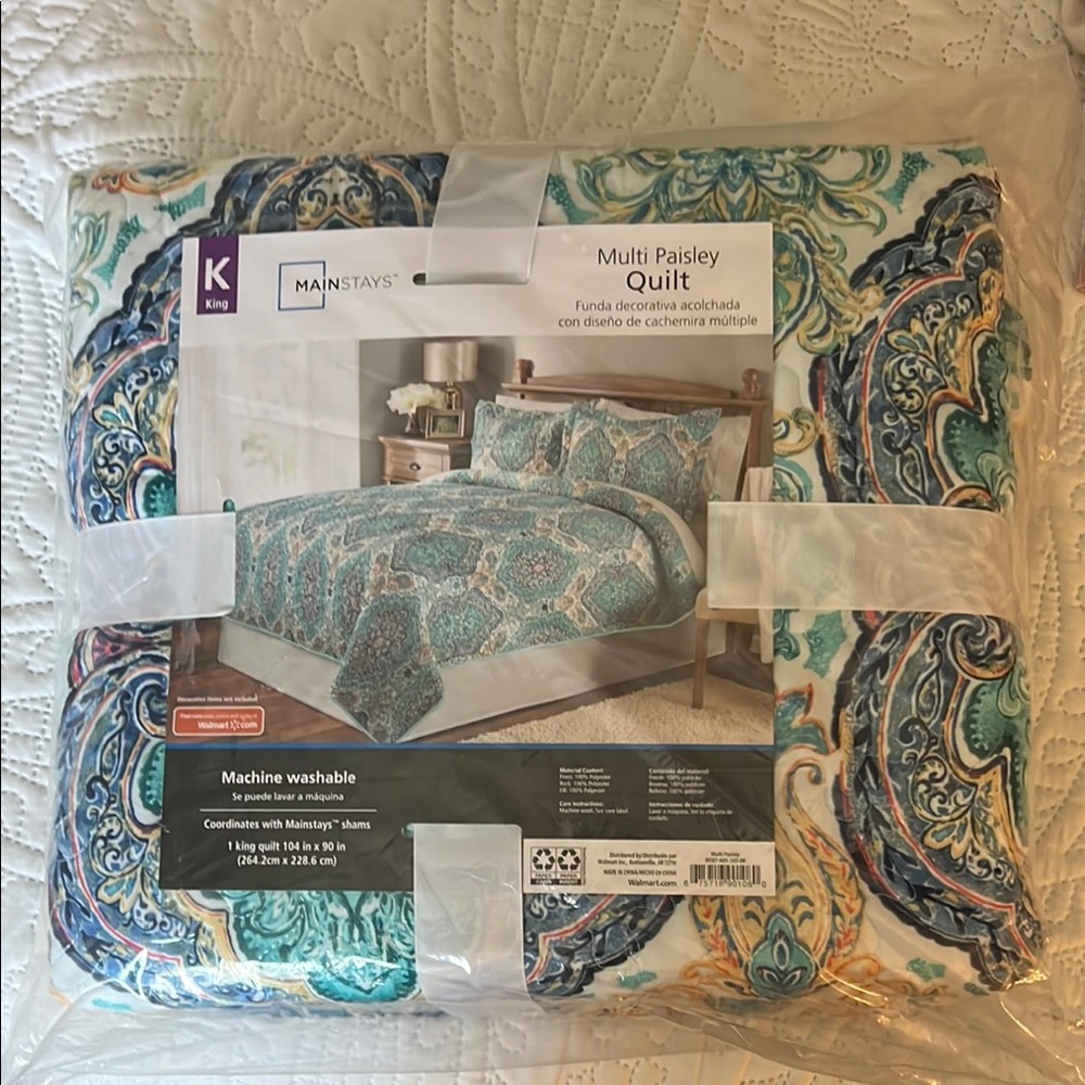 Mainstays Blue and Green Quilted Bedding Set